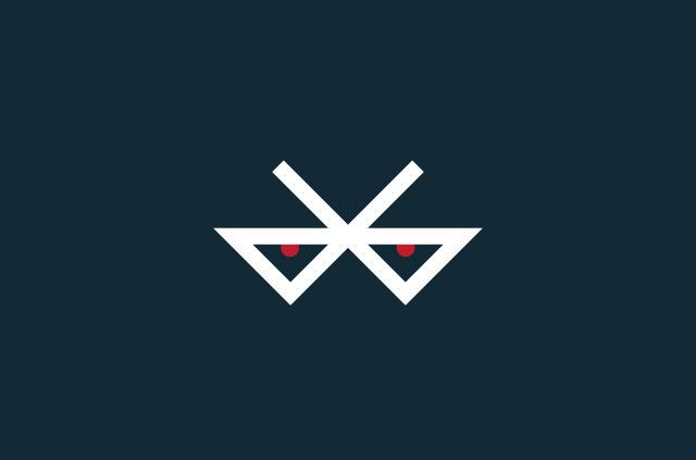 The Bluetooth logo with evil eyes.