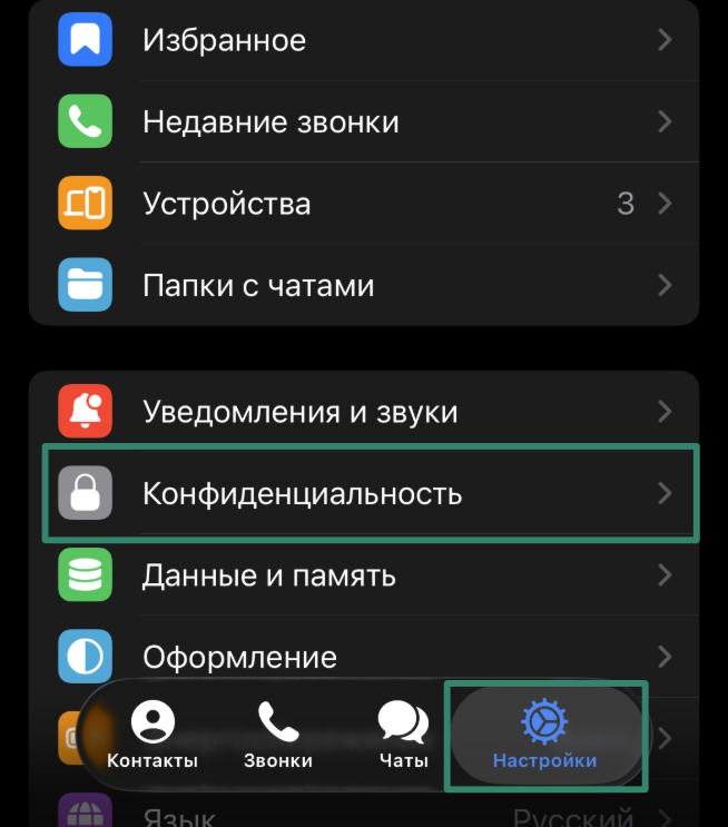 The iOS Privacy and Security settings.