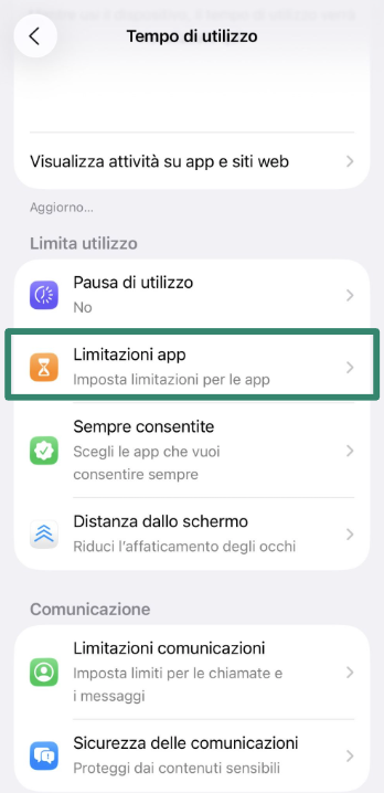 App Limits section with Add Limit option selected.