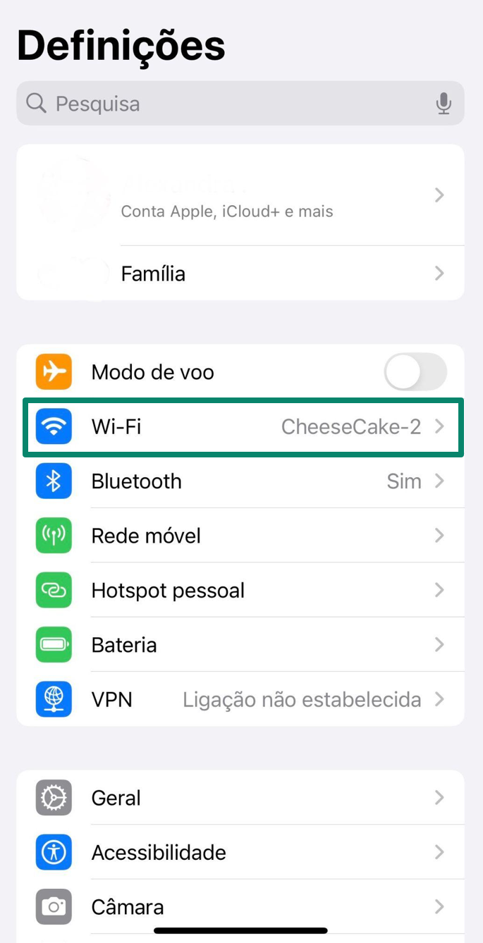 iPhone settings page with Wi-Fi section highlighted