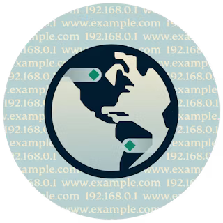 DNS와 미국이 표시된 지구와 배경의 웹사이트 URL