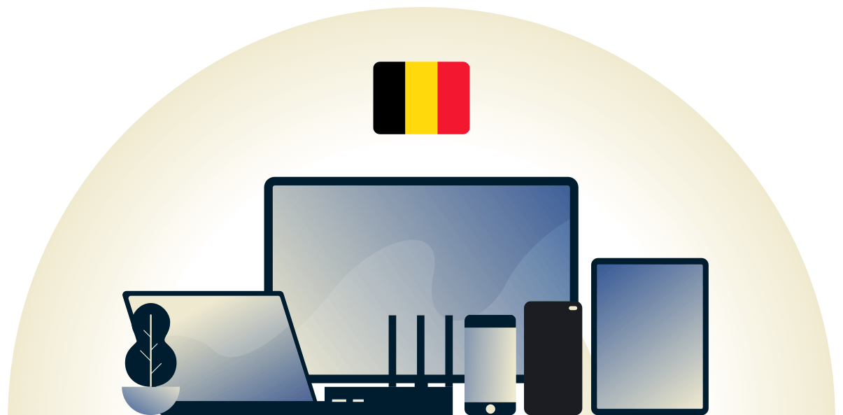 VPN suojaa eri laitteita Belgiassa.