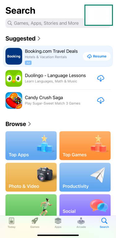 iPhone App Store screen showing access to account updates
