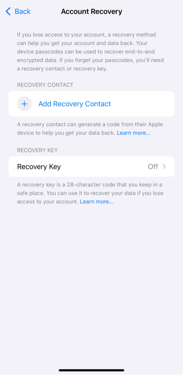 Enable Advanced Data Protection in iCloud settings on iPhone.