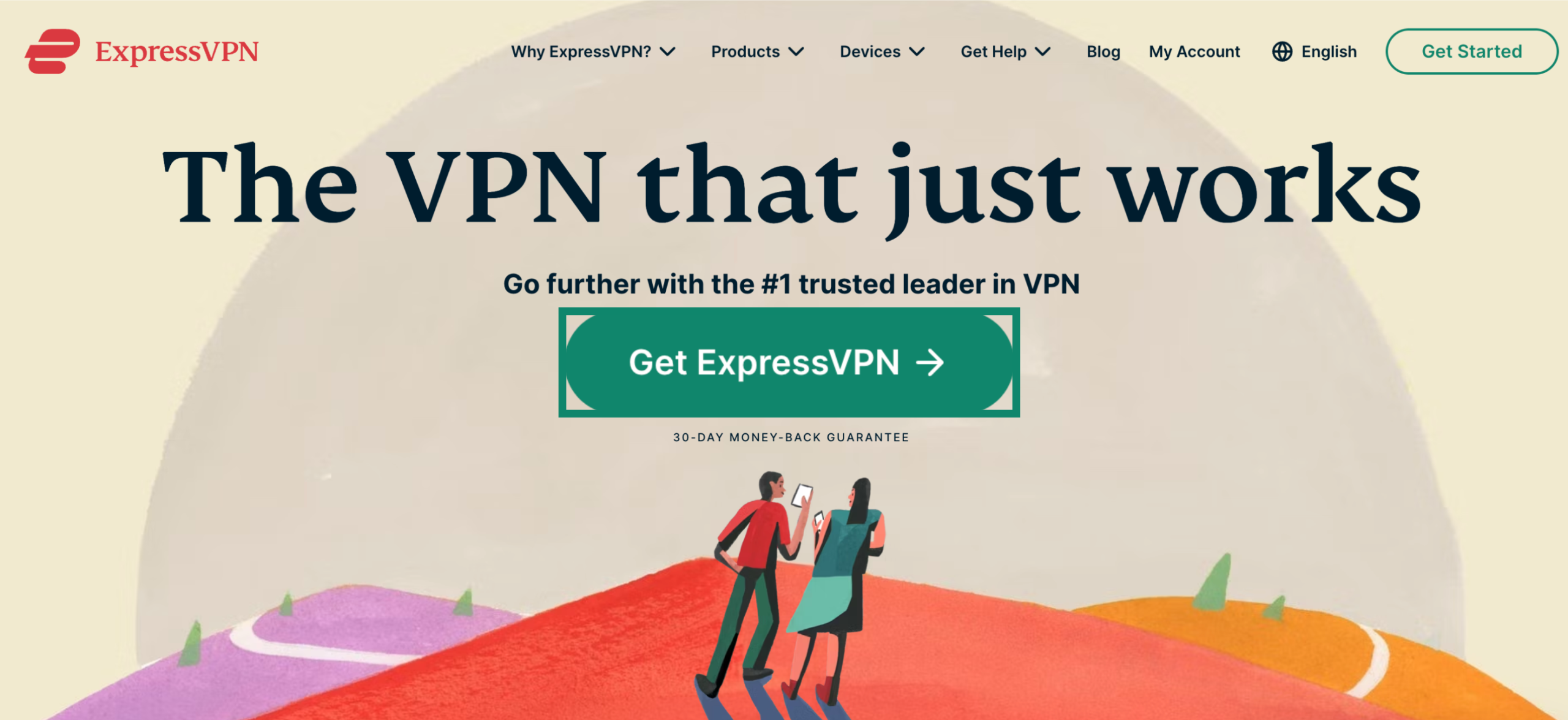 ExpressVPN homepage with the CTA button highlighted.